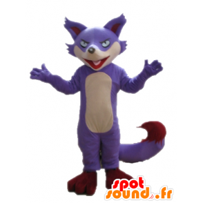 Mascotte de renard violet, beige et rouge - MASFR028709 - Mascottes Renard