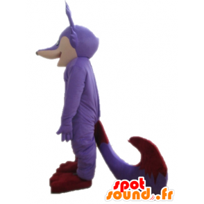 Purple fox mascot, beige and red - MASFR028709 - Mascots Fox