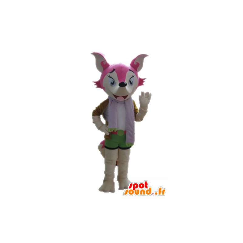 Mascota zorro rosa y blanco, femenino y colorido - MASFR028712 - Mascotas Fox