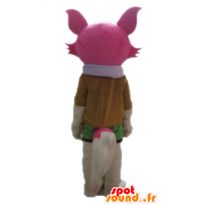 Rosa mascote raposa e branco, feminino e colorido - MASFR028712 - Fox Mascotes