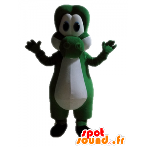 Mascotte dinosauro verde e bianco. Yoshi mascotte - MASFR028713 - Dinosauro mascotte