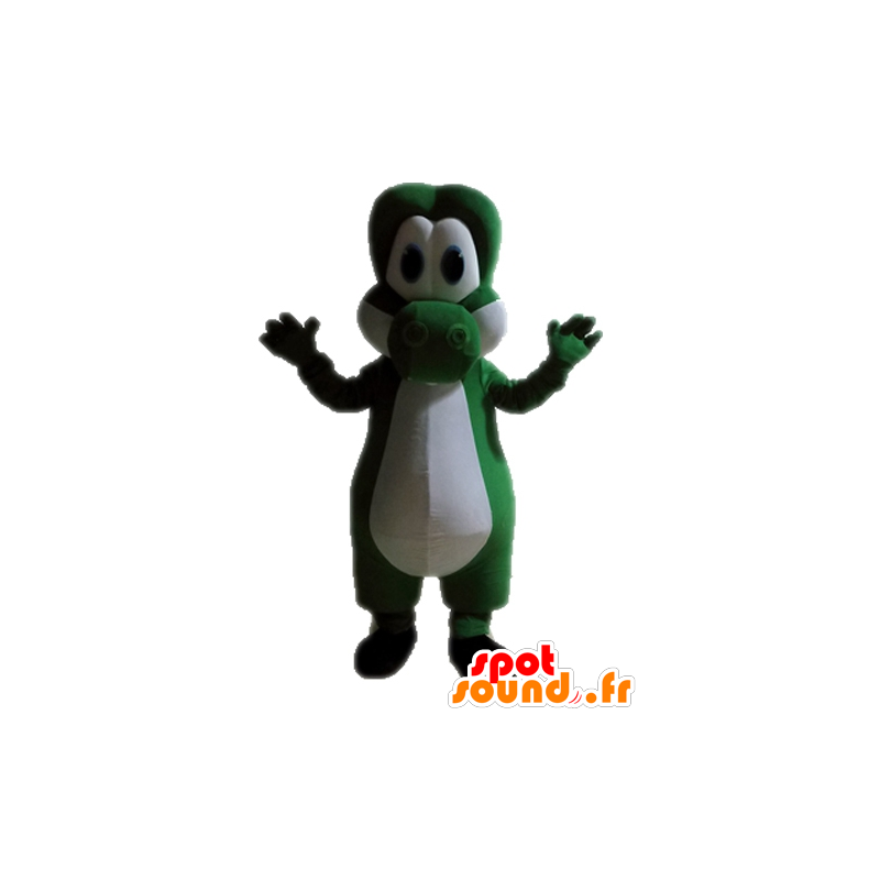 Mascotte de dinosaure vert et blanc. Mascotte de Yoshi - MASFR028713 - Mascottes Dinosaure