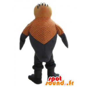 Mascot laranja e pássaro cinzento. Mascot Hummingbird - MASFR028714 - aves mascote