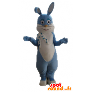 Blau Kaninchen Maskottchen und weiß, vollständig anpassbare - MASFR028716 - Hase Maskottchen