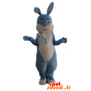 Blue rabbit mascot and white, fully customizable - MASFR028716 - Rabbit mascot