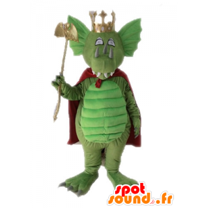 Green dragon mascot with a red cape - MASFR028717 - Dragon mascot