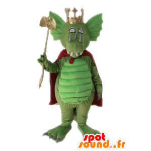Grünen Drachen-Maskottchen mit einem roten Umhang - MASFR028717 - Dragon-Maskottchen