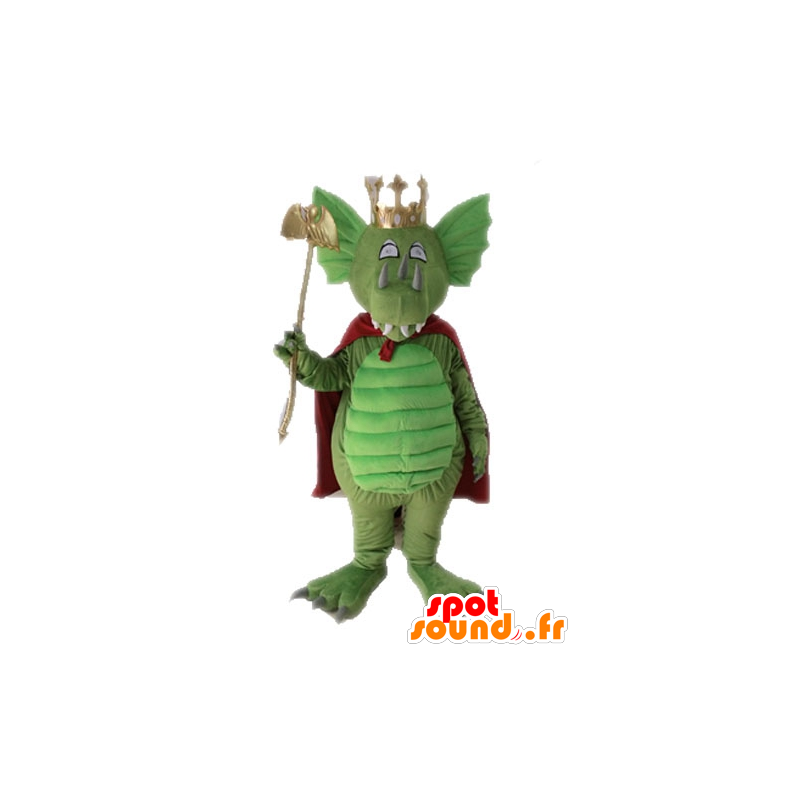 Green dragon mascot with a red cape - MASFR028717 - Dragon mascot