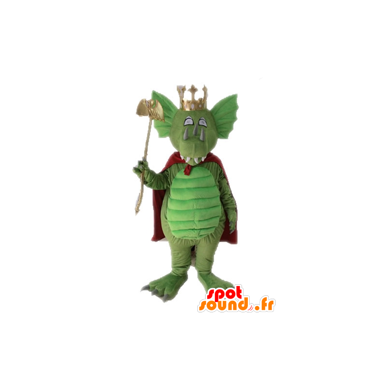 Mascotte drago verde con un mantello rosso - MASFR028717 - Mascotte drago