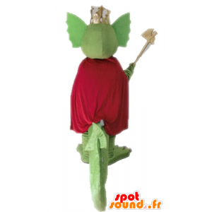 Grünen Drachen-Maskottchen mit einem roten Umhang - MASFR028717 - Dragon-Maskottchen
