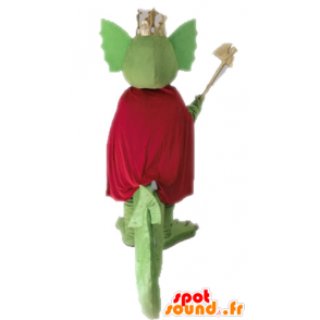 Green dragon mascot with a red cape - MASFR028717 - Dragon mascot