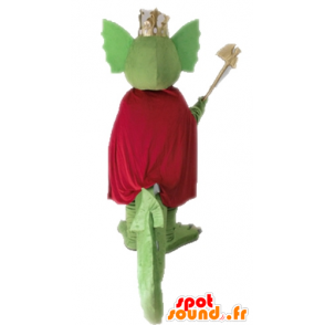 Zielony smok maskotka z czerwoną pelerynę - MASFR028717 - smok Mascot