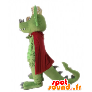πράσινο μασκότ δράκος με μια κόκκινη κάπα - MASFR028717 - Δράκος μασκότ