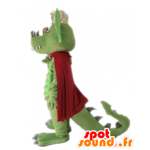 Green dragon mascot with a red cape - MASFR028717 - Dragon mascot
