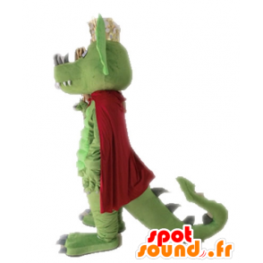 Grünen Drachen-Maskottchen mit einem roten Umhang - MASFR028717 - Dragon-Maskottchen