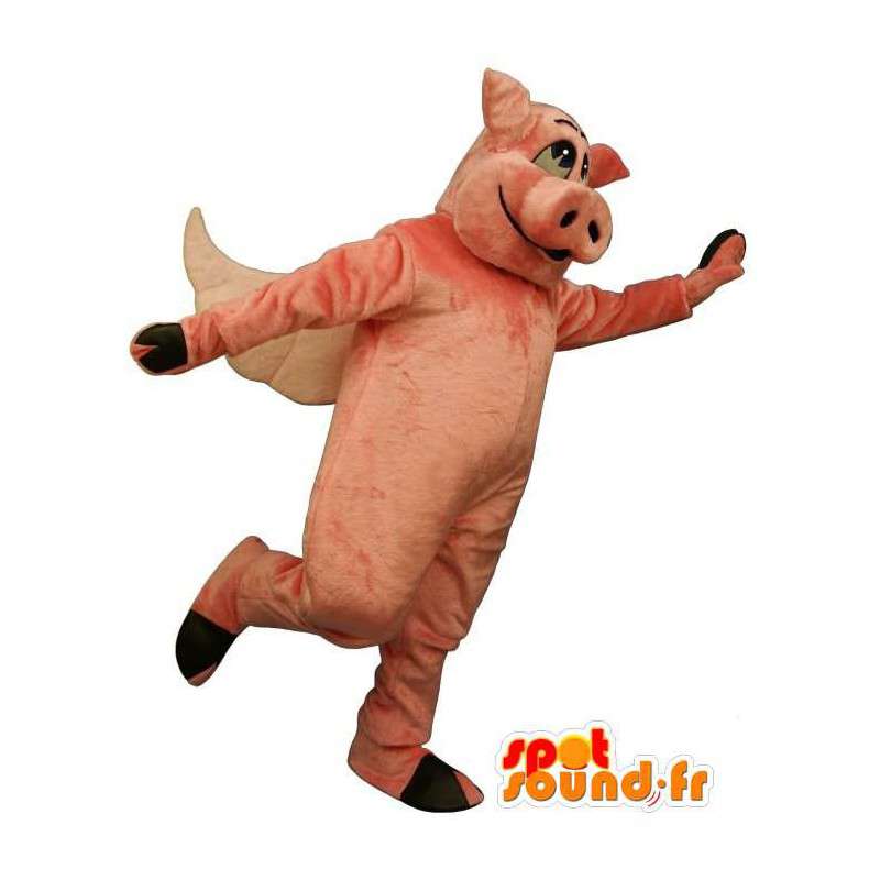 Vaaleanpunainen sika puku, siivekäs - MASFR007285 - sika Maskotteja
