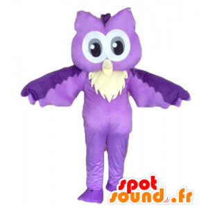 Mascotte de hibou violet et blanc. Mascotte de chouette - MASFR028720 - Mascotte d'oiseaux