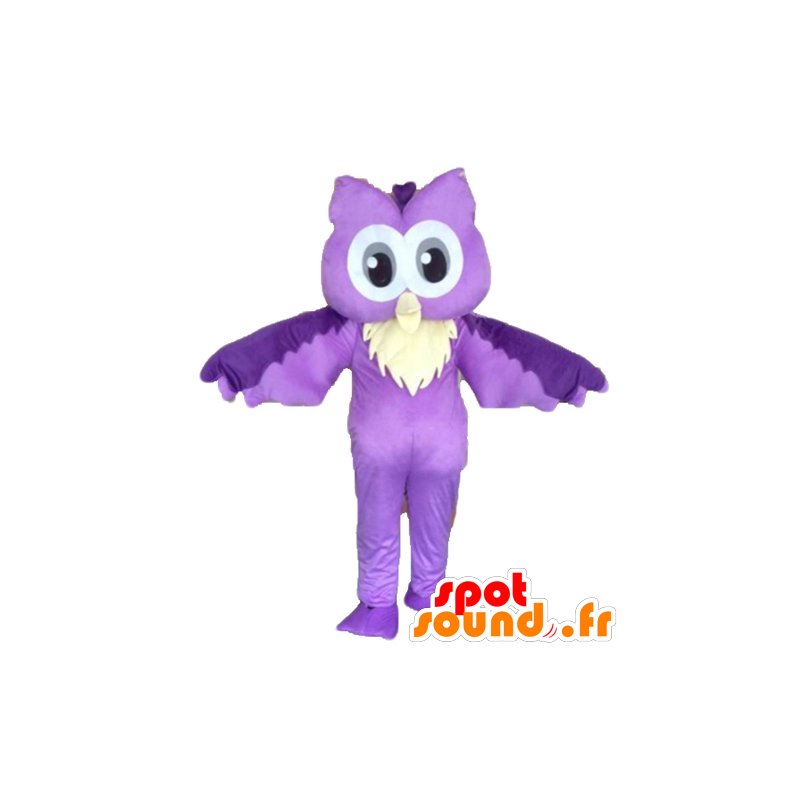 Mascotte de hibou violet et blanc. Mascotte de chouette - MASFR028720 - Mascotte d'oiseaux