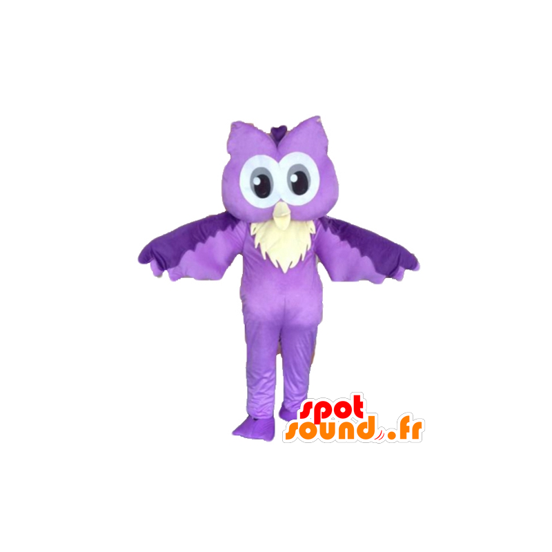 紫と白のフクロウのマスコット。フクロウのマスコット-MASFR028720-鳥のマスコット