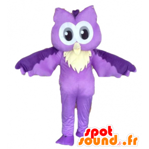 Lila und weiße Eule Maskottchen. Mascot Eule - MASFR028720 - Maskottchen der Vögel