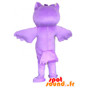 Mascotte de hibou violet et blanc. Mascotte de chouette - MASFR028720 - Mascotte d'oiseaux