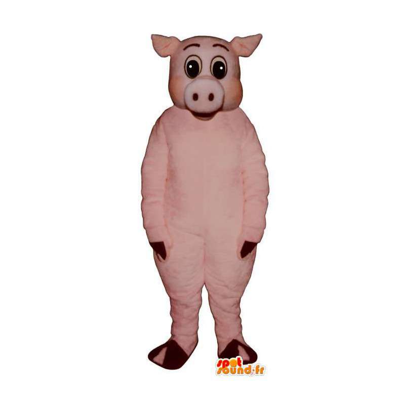 Piccola rosa mascotte del maiale. Costume maiale rosa - MASFR007286 - Maiale mascotte