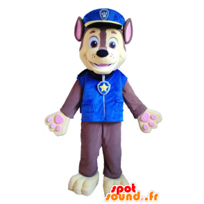 Hnědé a žluté pes maskot v policejní uniformě - MASFR028725 - psí Maskoti