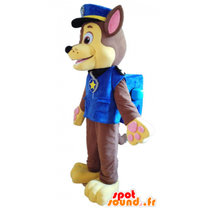 Mascotte cane marrone e giallo in uniforme della polizia - MASFR028725 - Mascotte cane