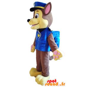 Brown and yellow dog mascot in police uniform - MASFR028725 - Dog mascots