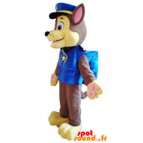 Mascotte de chien marron et jaune en uniforme de policier - MASFR028725 - Mascottes de chien