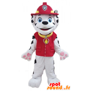 Dalmatian koira maskotti pukeutunut yhtenäinen palomies - MASFR028726 - koira Maskotteja