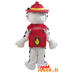 Dalmatiner Hund Maskottchen in Uniform Feuerwehrmann gekleidet - MASFR028726 - Hund-Maskottchen