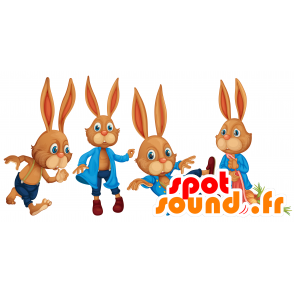 4 mascotas conejos con orejas grandes - MASFR028727 - Mascotte 2D / 3D