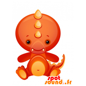 キュートでカラフルな赤とオレンジのドラゴンマスコット-MASFR028730-2D / 3Dマスコット