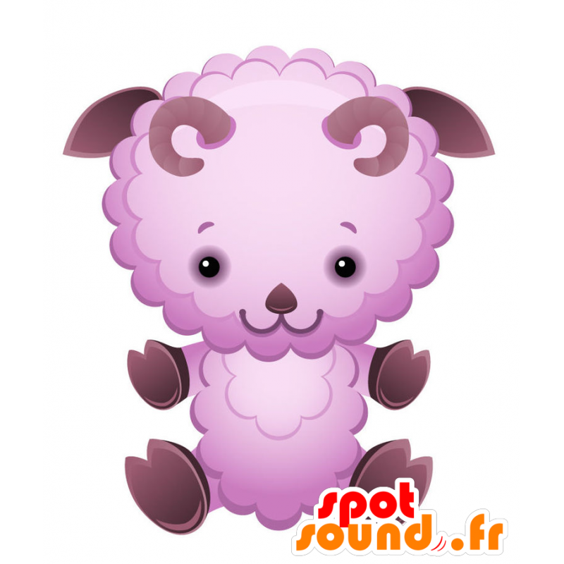 Mascotte de mouton, de bélier violet, très sympathique - MASFR028731 - Mascottes 2D/3D