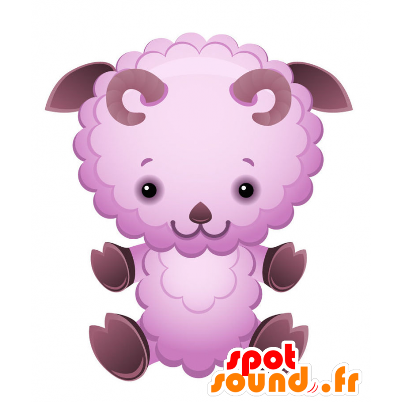 Mascotte di pecora, ram viola, molto amichevole - MASFR028731 - Mascotte 2D / 3D