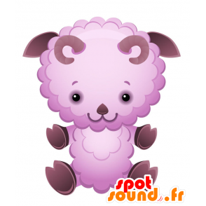 Mascotte di pecora, ram viola, molto amichevole - MASFR028731 - Mascotte 2D / 3D