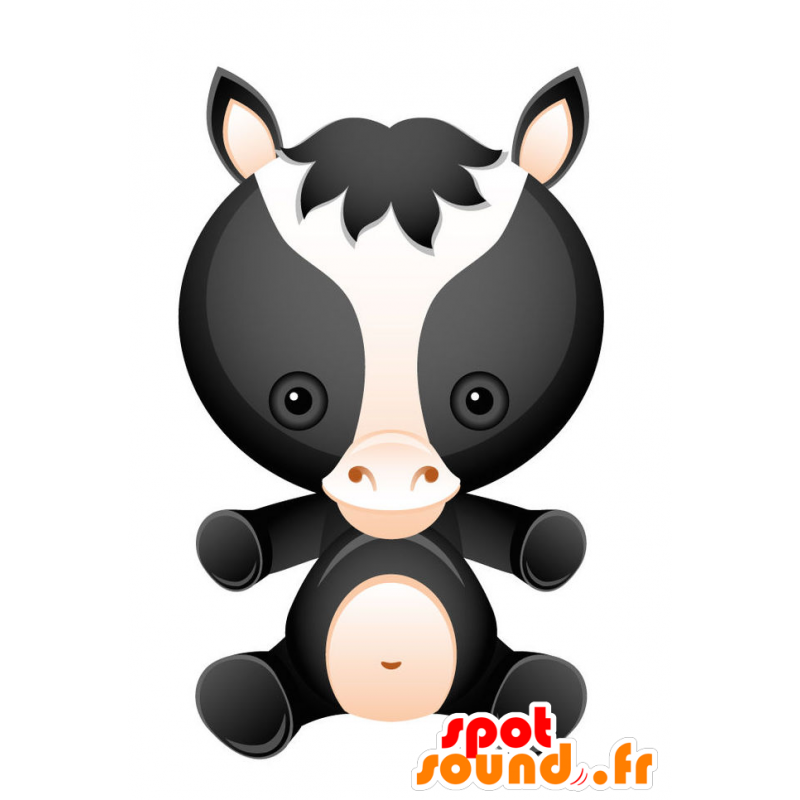 Mascot musta hevonen, valkoinen ja vaaleanpunainen. Colt maskotti - MASFR028732 - Mascottes 2D/3D