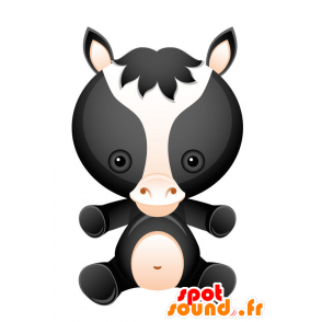 Mascotte de cheval noir, blanc et rose. Mascotte de poulain - MASFR028732 - Mascottes 2D/3D