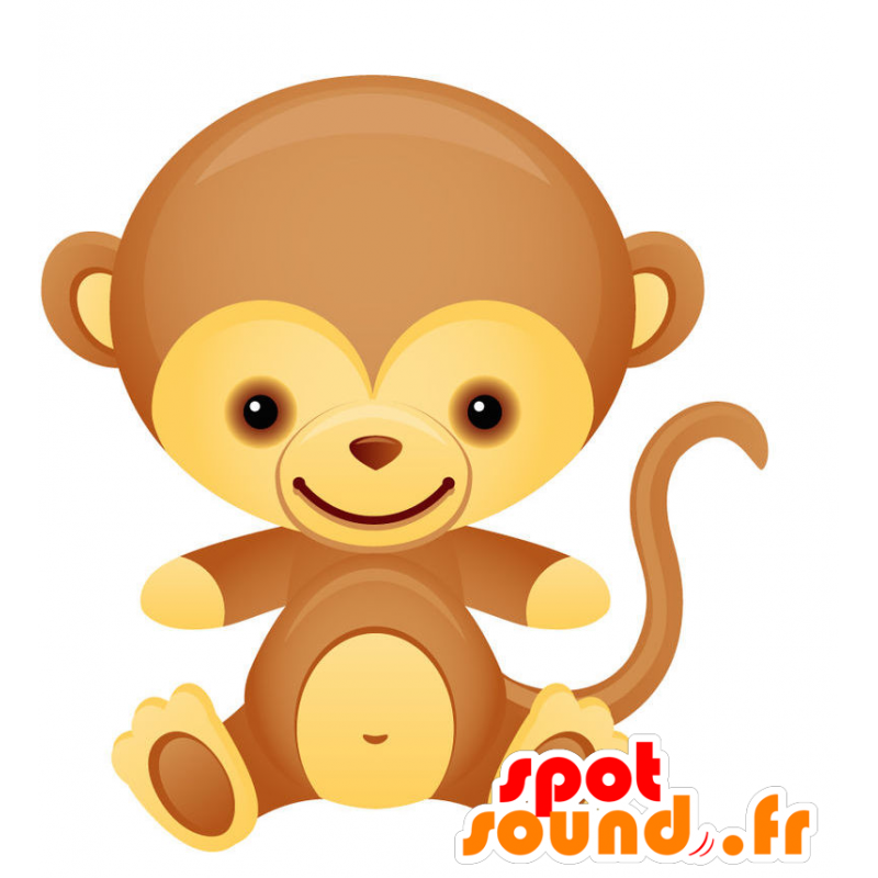 Braun und gelb Affe Maskottchen, fröhlich und Spaß - MASFR028733 - 2D / 3D Maskottchen