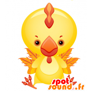 Mascotte de coq jaune et rouge géant et impressionnant - MASFR028734 - Mascottes 2D/3D