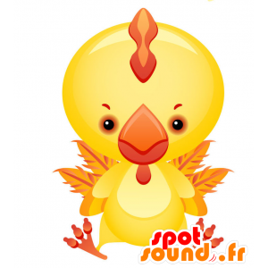 Kæmpe og imponerende gul og rød hane maskot - Spotsound maskot