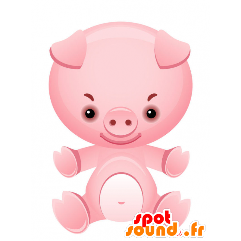 Rosa Schwein Maskottchen, Riese und lächelnd - MASFR028736 - 2D / 3D Maskottchen