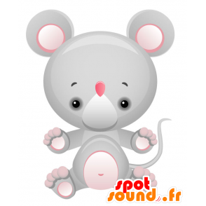 Giant mouse mascot, gray and pink - MASFR028737 - 2D / 3D mascots