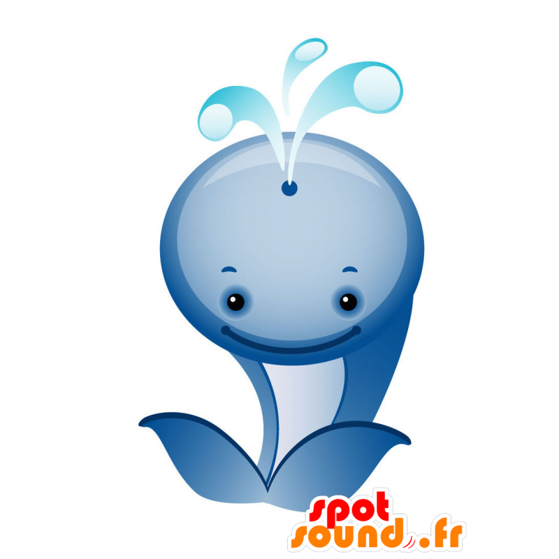 La mascota azul y blanco de ballena, gigante y linda - MASFR028738 - Mascotte 2D / 3D