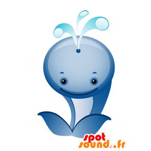 La mascota azul y blanco de ballena, gigante y linda - MASFR028738 - Mascotte 2D / 3D
