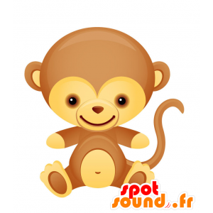 茶色と黄色の猿のマスコット、フレンドリーでかわいい-MASFR028739-2D / 3Dマスコット
