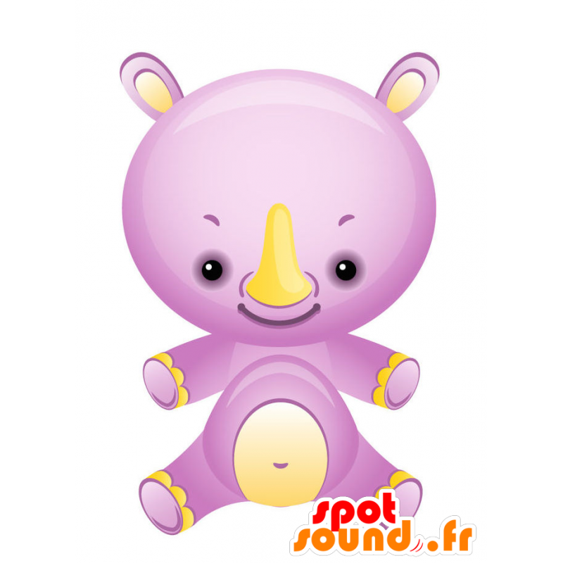 La mascota del rinoceronte púrpura y amarillo, hermoso y colorido - MASFR028740 - Mascotte 2D / 3D