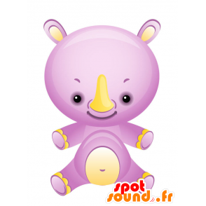 Mascotte de rhinocéros violet et jaune, beau et coloré - MASFR028740 - Mascottes 2D/3D