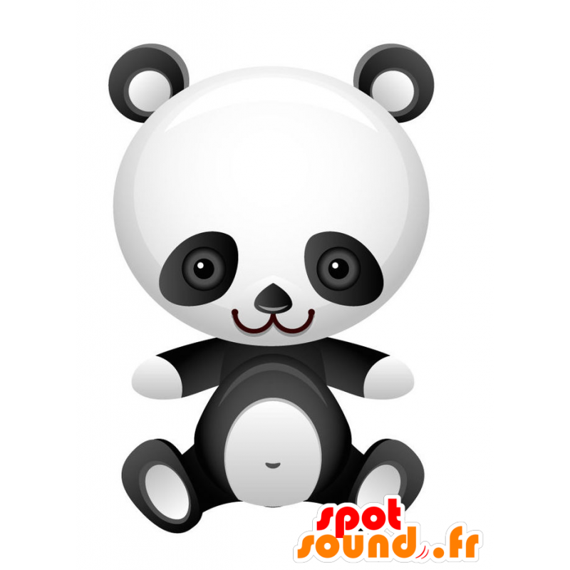 Mascotte de panda noir et blanc, très réussi et mignon - MASFR028741 - Mascottes 2D/3D